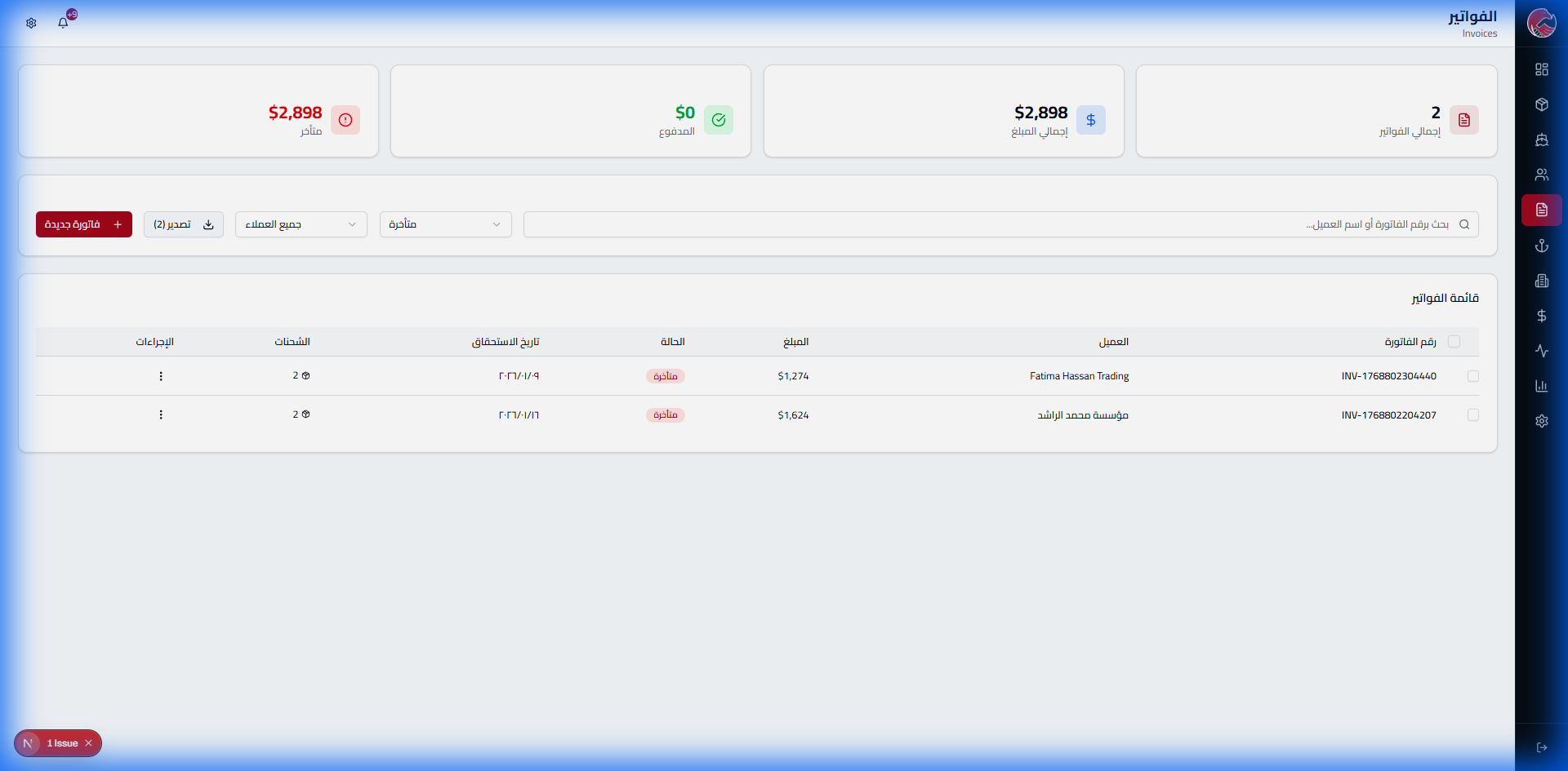 فواتير مصفاة